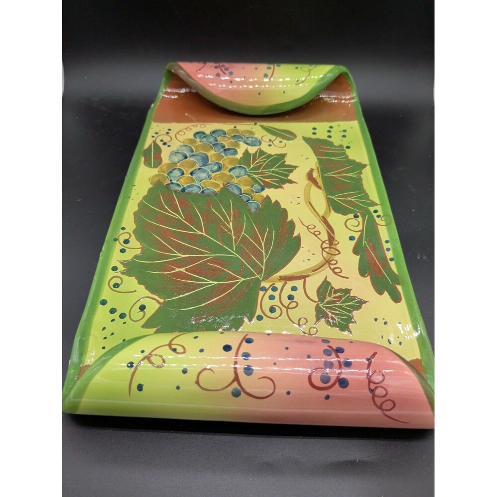 BORDEAUX Nanette Vacher Ambiance Wine Cheese Serving Platter SLAB Grapes Vine 15